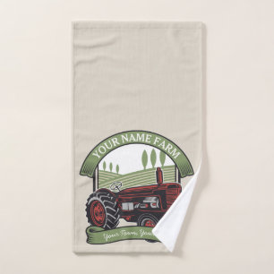 Personalised Vintage Farm Tractor Country Farmer Bath Towel Set