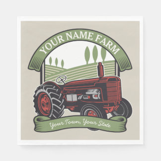 Personalised Vintage Farm Tractor Country Farmer Napkin