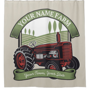 Personalised Vintage Farm Tractor Country Farmer Shower Curtain