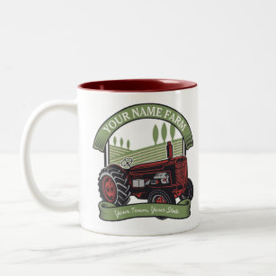 Personalised Vintage Farm Tractor Country Farmer  Two-Tone Coffee Mug
