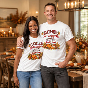 Personalised Vintage Farmhouse Thanksgiving Family T-Shirt