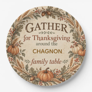 Personalised Vintage Farmhouse Thanksgiving Paper Plate