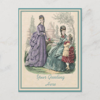 Personalised Vintage Fashion- Ladies & Child Postcard