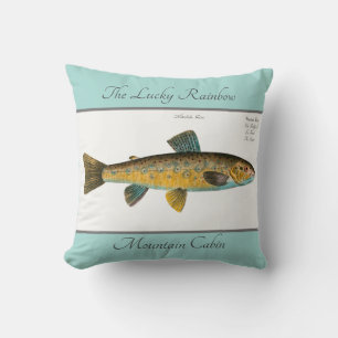 Personalised Vintage Fishing Trout Watercolor Cushion