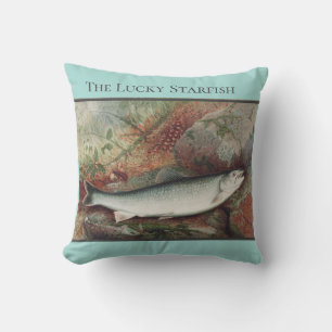 Personalised Vintage Fishing Trout Watercolor Thro Cushion