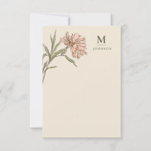 Personalised Vintage Floral Botanical Monogram Thank You Card