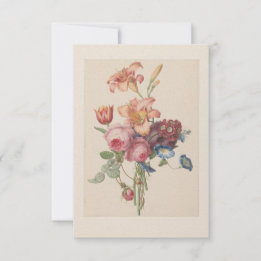 Personalised Vintage Floral Fine Art Bouquet  Thank You Card
