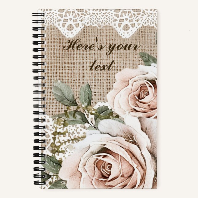 Personalised Vintage Floral Lace Notebook (Front)