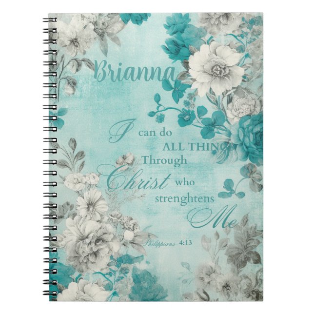 Personalised Vintage Floral  Notebook (Front)