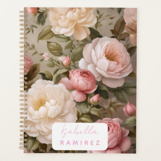 Personalised Vintage Floral Planner with Name