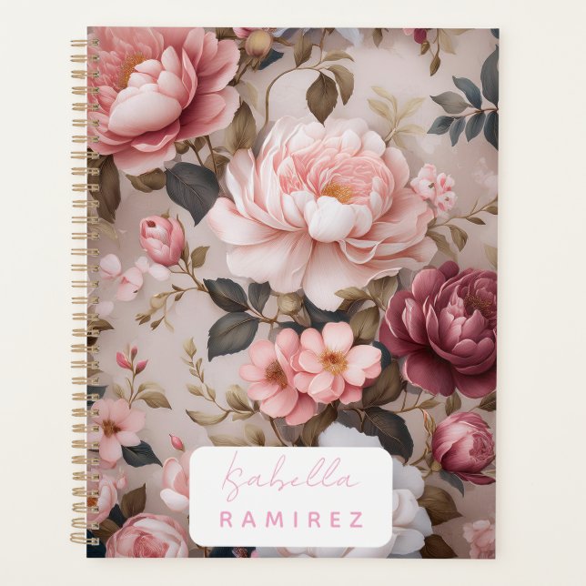 Personalised Vintage Floral Planner with Name (Front)