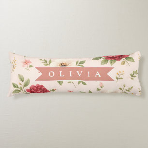 Personalised Vintage Floral Romantic Name Gift Body Cushion