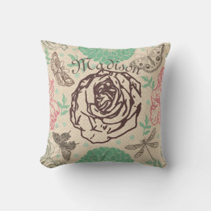 Personalised Vintage Floral Rose Garden Cushion