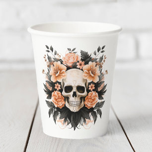 Personalised Vintage Floral Skull Paper Cups