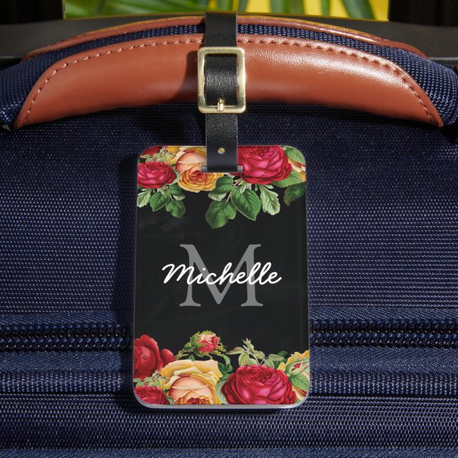 Personalised Vintage Floral Travel Luggage Tag (Front Insitu 2)
