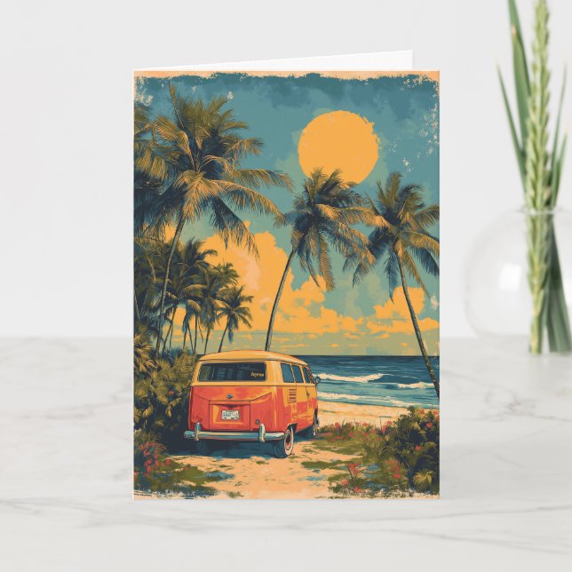 Personalised Vintage Florida Beach Holiday Card (Front)
