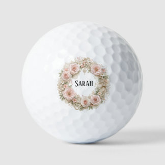 personalised vintage flower wreath golf ball