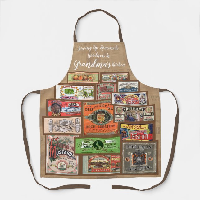 Personalised Vintage Food Labels Apron (Front)