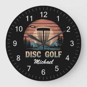 Personalised Vintage Frisbee Disc Golf Basket Large Clock