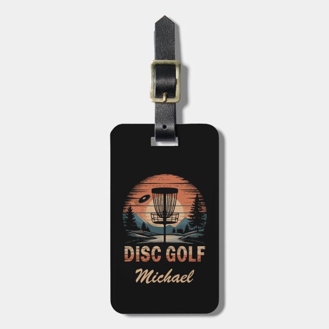 Personalised Vintage Frisbee Disc Golf Basket      Luggage Tag (Front Vertical)