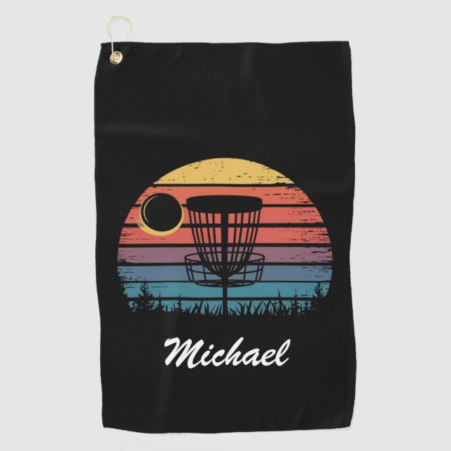 Personalised Vintage Frisbee Disc Golf Basket      Towel (Front)