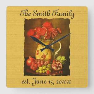 Personalised Vintage Fruit and Flowers Wall Clock