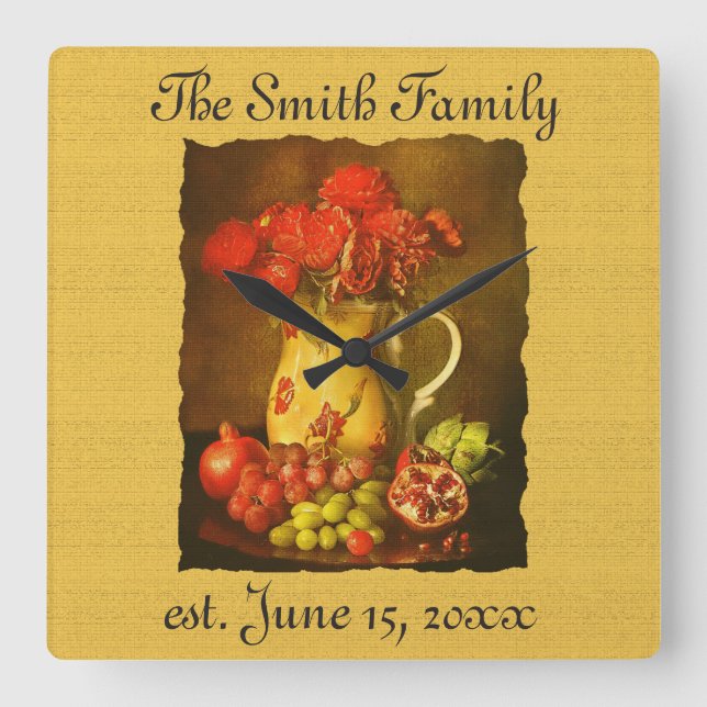 Personalised Vintage Fruit and Flowers Wall Clock (Front)