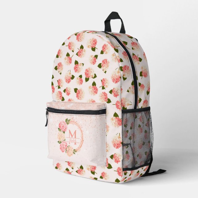 Personalised Vintage Garden Blossoms Printed Backpack (Back Corner Right)