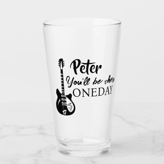 Personalised Vintage Gifts for guitarist, musician Glass (Front)