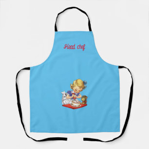 Personalised vintage girl baking a cake  apron