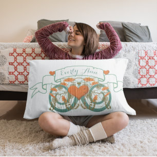 Personalised Vintage Girl Coral and Mint Pillowcase