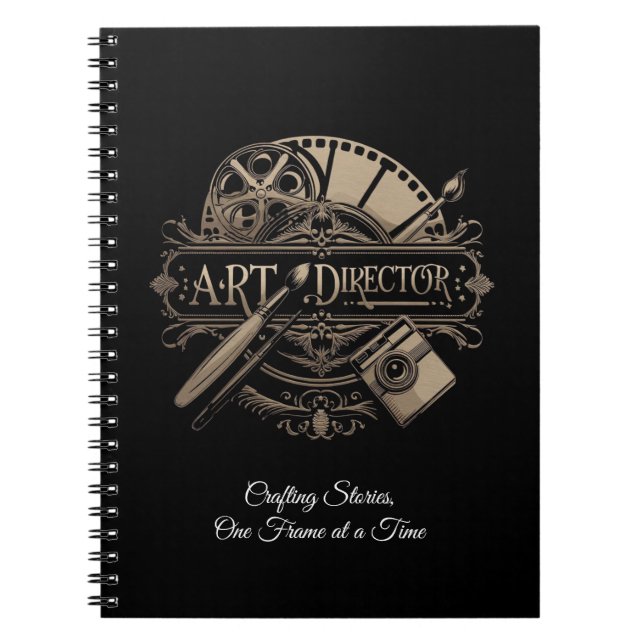 Personalised Vintage Gold Art Director Spiral Notebook (Front)