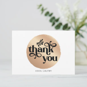 Personalised Vintage Gold Circle Flat Thank You Card