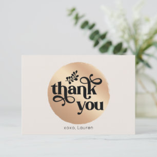 Personalised Vintage Gold Circle Flat Thank You Card