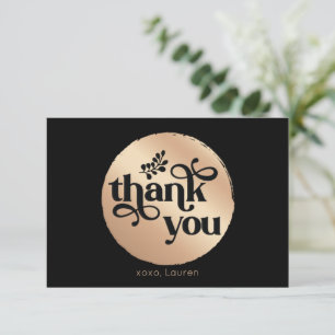Personalised Vintage Gold Circle Flat Thank You Card