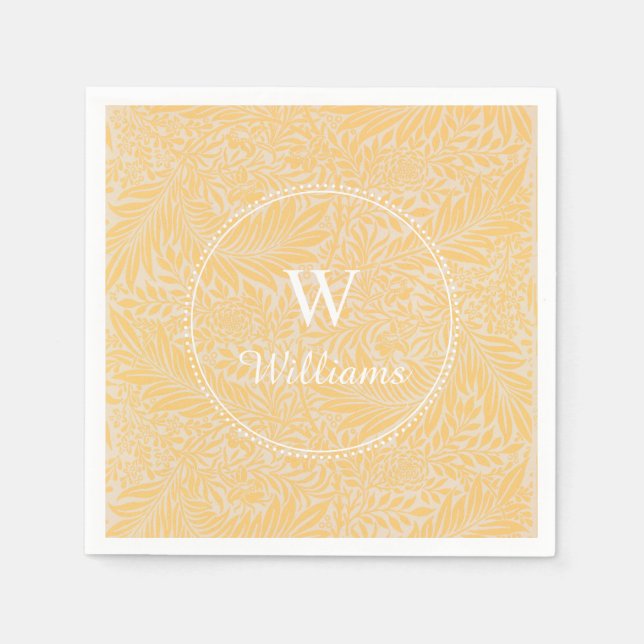 Personalised Vintage Gold Larkspur Flower Napkin (Front)