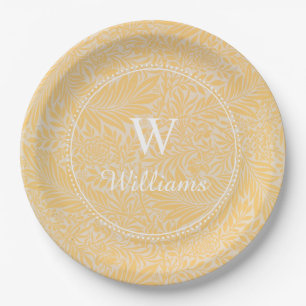 Personalised Vintage Gold Larkspur Flower Paper Plate