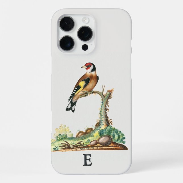 Personalised Vintage Goldfinch Monogram Initial iPhone Case (Back)