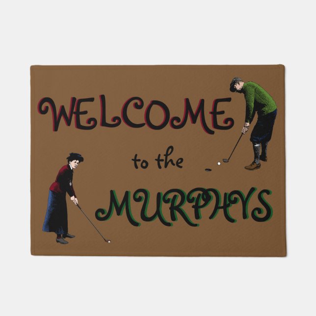 Personalised Vintage Golf Welcome Mat (Front)