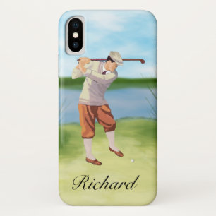 Personalised Vintage Golfer by the Riverbank Case-Mate iPhone Case