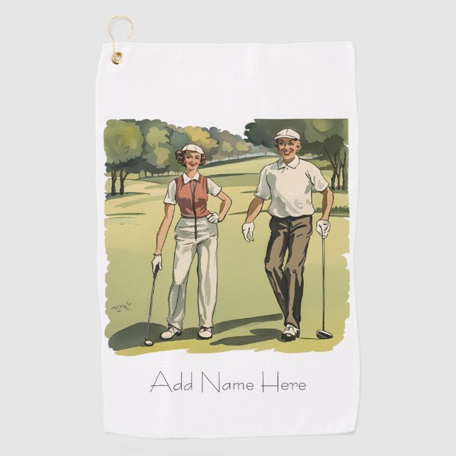 Personalised Vintage Golfers Golf Towel (Front)