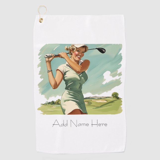 Personalised Vintage Golfers Golf Towel (Front)