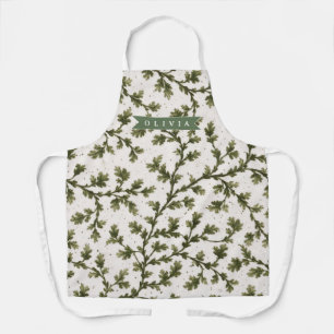 Personalised Vintage Green Garden Botanical Rustic Apron