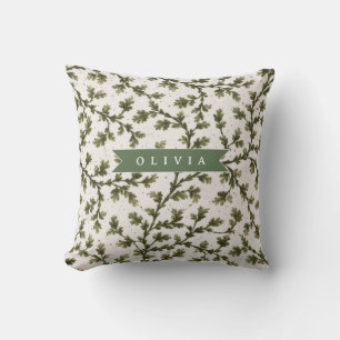 Personalised Vintage Green Garden Botanical Rustic Cushion