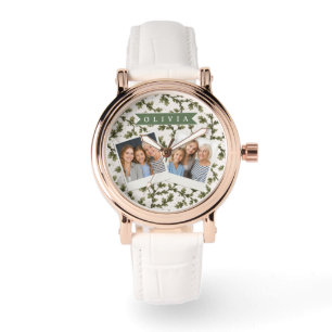 Personalised Vintage Green Garden Botanical Rustic Watch