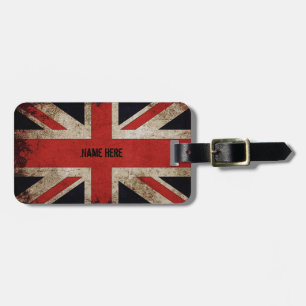 Personalised Vintage Grunge UK Flag Luggage Tag