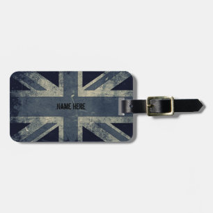 Personalised Vintage Grunge UK Flag Luggage Tag