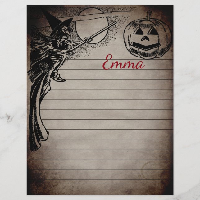 Personalised Vintage Halloween Theme Writing Paper (Front)