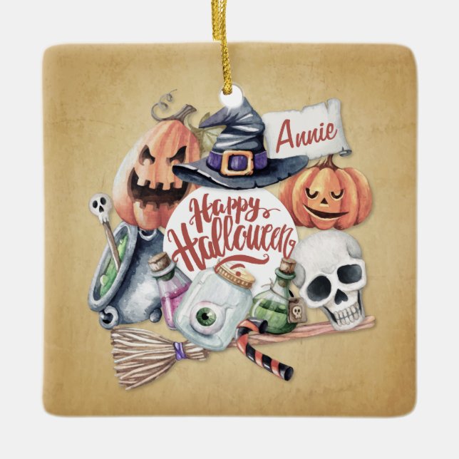 Personalised Vintage Happy Halloween | Ornament (Front)