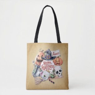 Personalised Vintage Happy Halloween Tote Bag